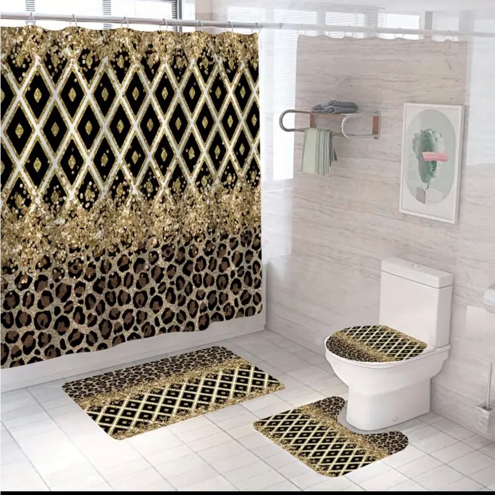 Diamond sparkles shower curtain set